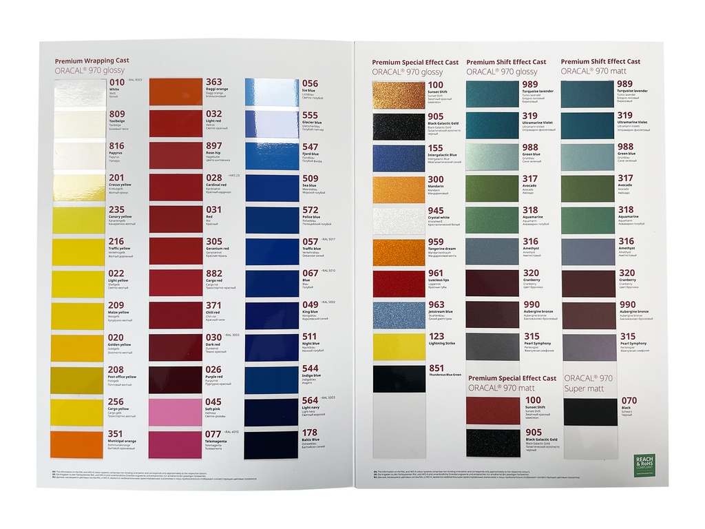 CARTA DE COLORES ORACAL 970G