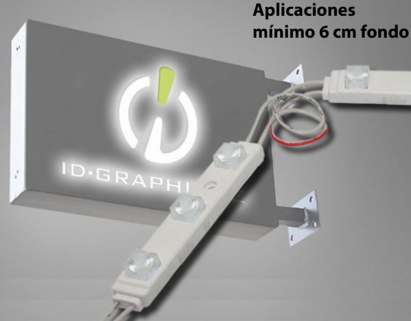 LED DE ILUMINACON PERIMETRAL MODULBOX MINI 220 BLANCO CALIDO .TIRA DE 25 MODULOS 1.8W 12v.