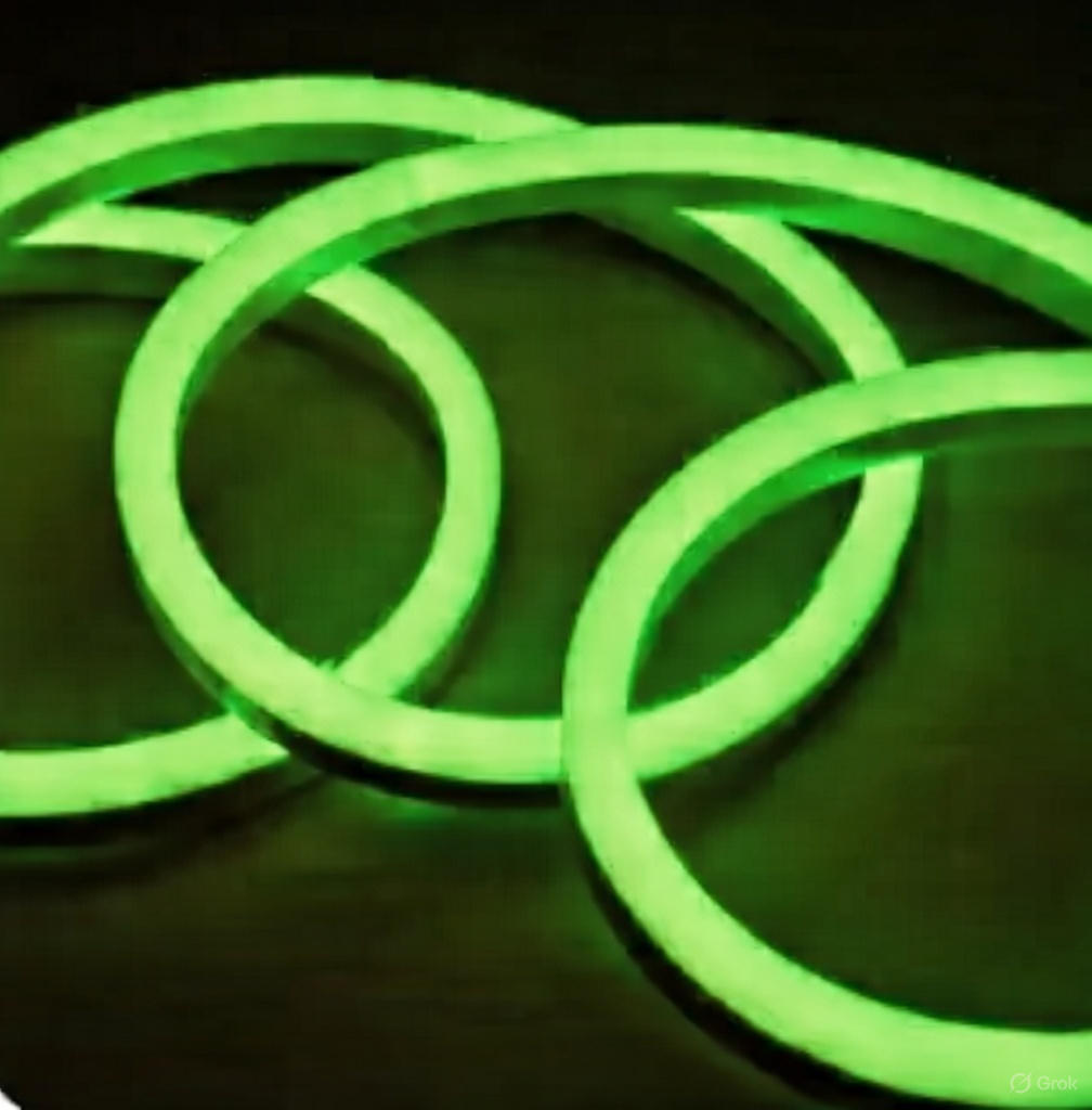 NEONLED ECO VERDE 6 MM DIAMETRO, 12V. ROLLO DE 25 MTS. M.L.