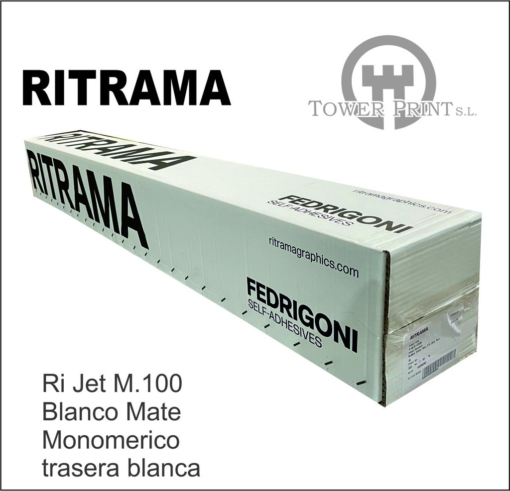 RI.JET 100 BLANCO MATE ADH. PERM. 04503 105x50,BOBINA.