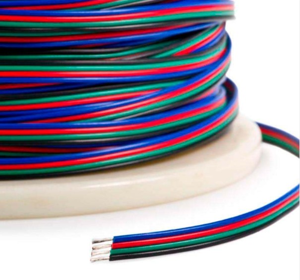 CABLE RGB 4 HILOS , CONEXION LED RGB 4X25 MM. ( TRAMO DE 5 MTS)