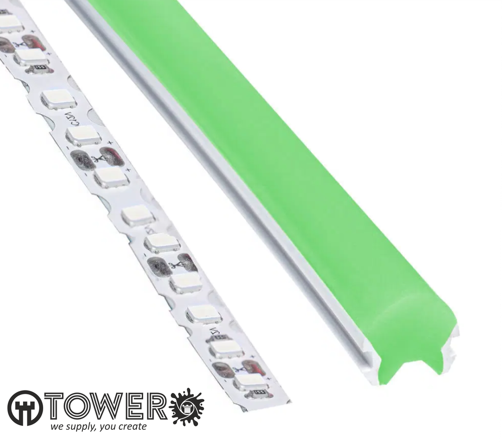 NEONLED FUNDA VERDE 8 MM + TIRA LED ZIG ZAG VERDE, ROLLO DE 20 MTS. (ref.908885)