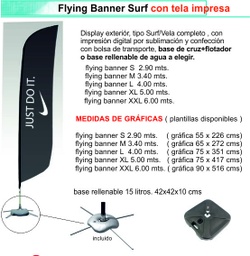 [ADVVELXL/IMPR] DISPLAY + IMPRESION EN TELA FLYING BANNER VELA/SURF XL DE 5 MT ( GRAFICA DE 4  ) + BASE PLEGABLE