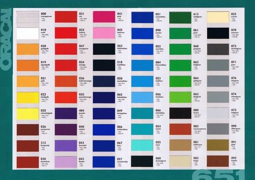 [ORCAD651] CARTA DE COLORES ORACAL 651