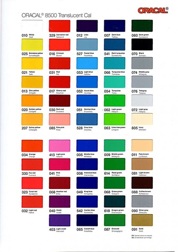 [ORCAD8500] CARTA DE COLORES ORACAL 8500