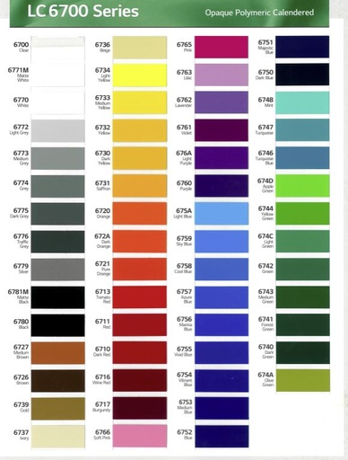 [LGCOLORCARD] CARTA DE COLORES LX 6700 POLIMERICO 