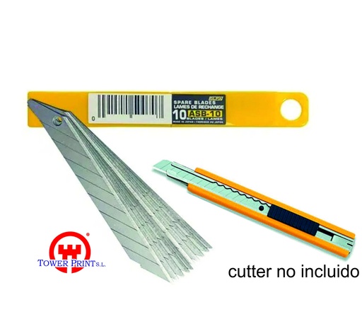 [167120AB10S] RECAMBIO PACK 10 CUCHILLAS ACERO OLFA 45 GRADOS ASB10