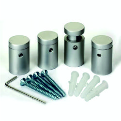 [3400001/M] SEPARADOR METALICO PLATA MATE MEDIANO RECTO 15 x 20 mm PARA METACRILATO, PACK 8 UDS.