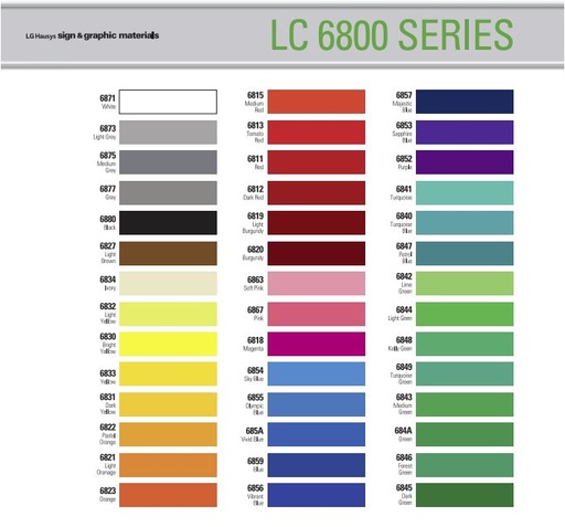 CARTA DE COLORES LX 6700/6800 OPACO/TRASLUCIDO