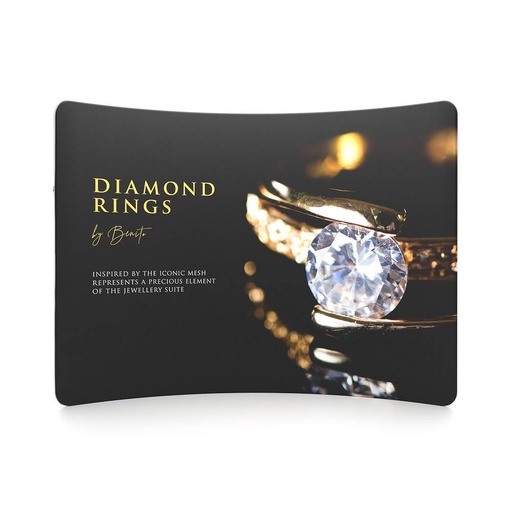 [TAPHTZW2330] PHOTOCALL CURVO TUBO ALUMINIO CON TELA IMPRESA 1 CARA TENSADA DE 3000 X 2300 MM. 