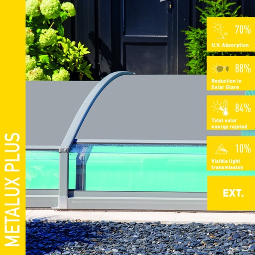 LAMINA EXTERIOR PARA POLICARBONATO SOLAR SCREEN METALUX PLUS 1.52 X 50 m.l. 