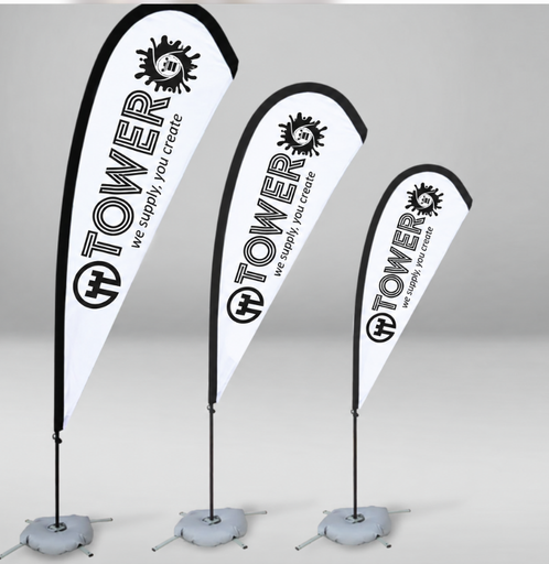[ADVLAGMBR/IMPR] DISPLAY + IMPRESION EN TELA FLYING BANNER LAGRIMA M DE 3.00 MT CON BASE RELLENABLE DE AGUA ( GRAFICA 2.28 X 92) 