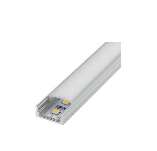 [TCLED1708] PERFIL DE ALUMINIO CON DIFUSOR PARA TIRA LED 17X8 MM REF. 1708 TIRA 2 MTS. ( KIT 2 MTS + TAPAS FINALES + 3 GRAPAS FIJACIÓN ) 